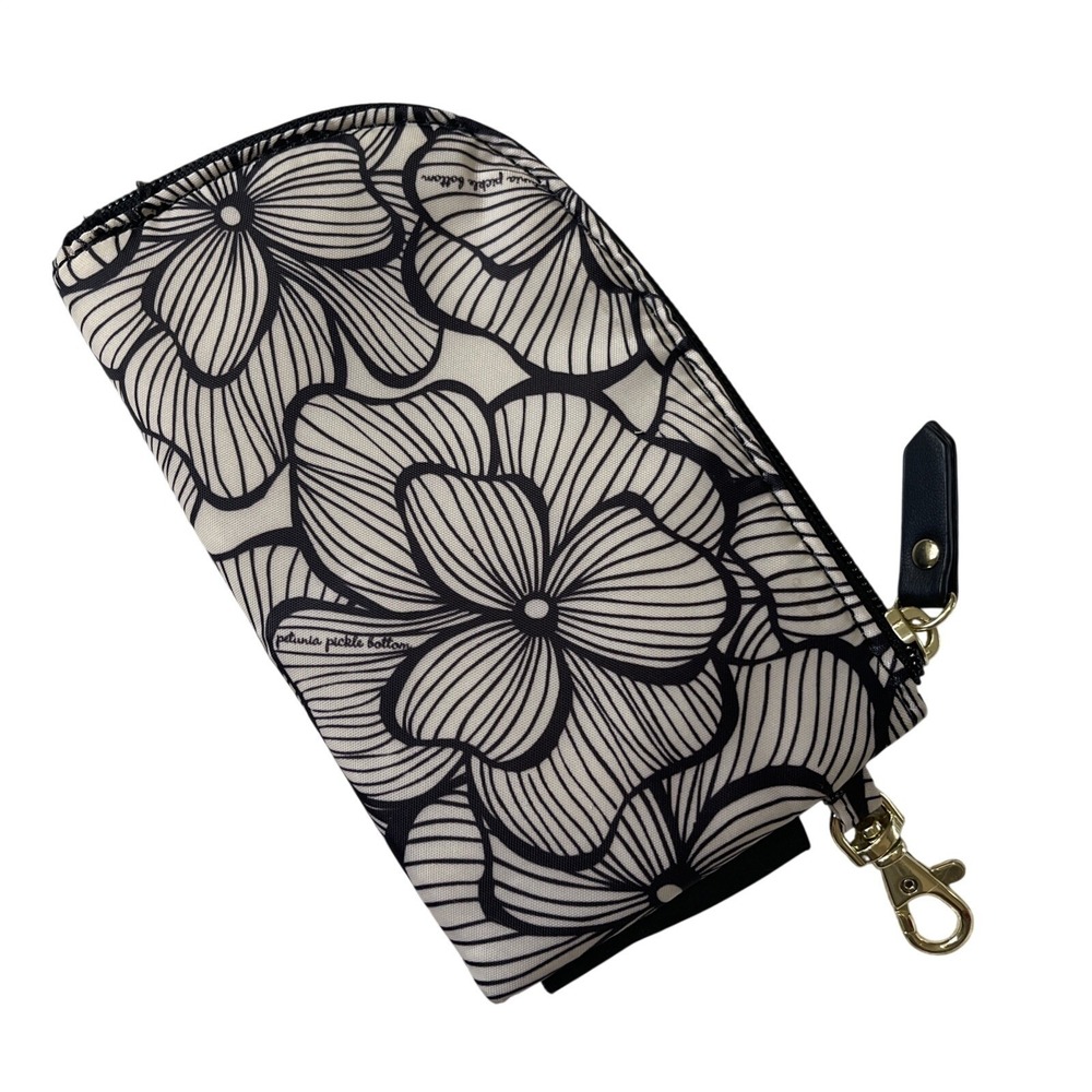 Petunia Pickle Bottom‎ Purse Wristlet Zip Around Wallet Beige Floral Zip Closure